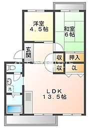 コーポ末広 2LDKの間取図画像