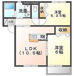 サンビレッヂさくらB 2LDKの間取図画像