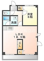 レビュー横山 1LDKの間取図画像