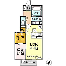 ラ・クレール 1LDKの間取図画像