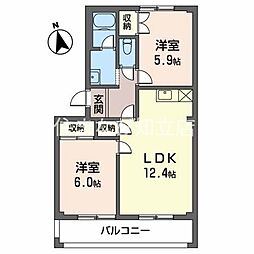エクセルサンパレス 2LDKの間取図画像