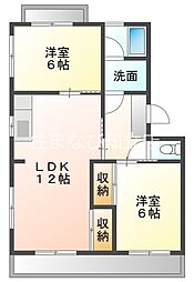 ベルテ稲垣 2LDKの間取図画像