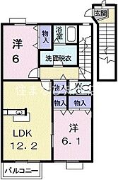 ローズアヴェニュー2 2LDKの間取図画像