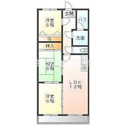 サンモール岡田 3LDKの間取図画像