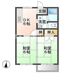 東新ハイツ 2DKの間取図画像