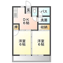 ジョイ'91 2DKの間取図画像
