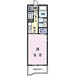 グリーンメゾン 1Kの間取図画像