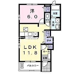 カーサ・ヴィオラA 1LDKの間取図画像