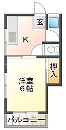 神谷アパート 1Kの間取図画像