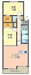 ラルゴ 2LDKの間取図画像