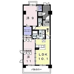 ベルグリシーヌ 2LDKの間取図画像