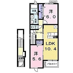 スウィートシュガー3 2LDKの間取図画像