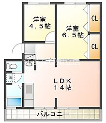 第2田中ハイツフェリシダ2 2LDKの間取図画像