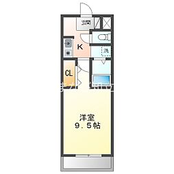 A・City牛田 1Kの間取図画像