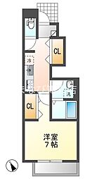 クレール咲 1Kの間取図画像