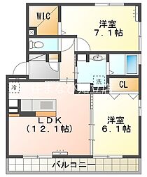 セジュール新明 2LDKの間取図画像