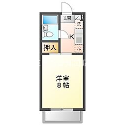 パレス石川 1Kの間取図画像