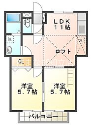 フレッドペリー 2LDKの間取図画像