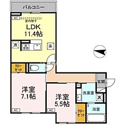 アンシャンテ知立 2LDKの間取図画像