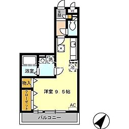 パークハイムC棟 ワンルームの間取図画像