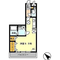 パークハイムB棟 ワンルームの間取図画像