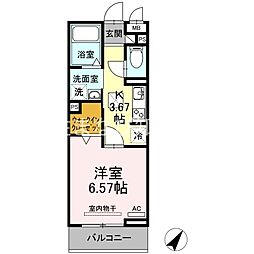シェノン二本木新町 1Kの間取図画像