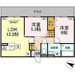 エクセランT.T 2LDKの間取図画像
