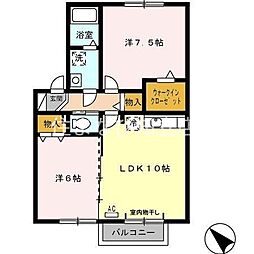 シャインダイワB 2LDKの間取図画像