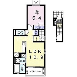 クリサンセマム 2階1LDKの間取り