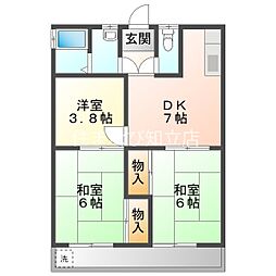 南根ハイツ 3DKの間取図画像