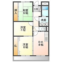 Limpia八千代 3階3DKの間取り