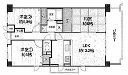 シャルマンフジ二色の浜ローヤルグランポートC棟 3LDKの間取図画像