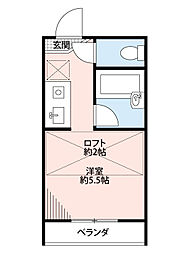 パンシオンつきみ野 ワンルームの間取図画像