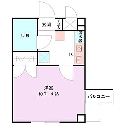 シャトー上大川前 1Kの間取図画像