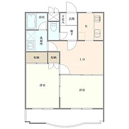 サンテラス天神 2DKの間取図画像