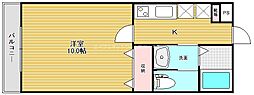 モーント上所中 1Kの間取図画像