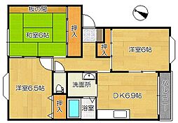 アベニュー上山C 3DKの間取図画像