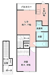 レジデンス堀之内南A 1LDKの間取図画像