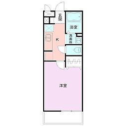 ヴィルヌーブ 1Kの間取図画像