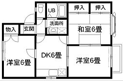 シャンブル桜木C 3DKの間取図画像