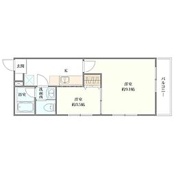 ユートピア三愛東堀 1LDKの間取図画像