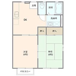 カーサレフィナード 2DKの間取図画像