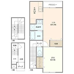 レジデンス堀之内南A 1LDKの間取図画像