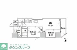GRAN　PASEO蔵前II 12階2LDKの間取り