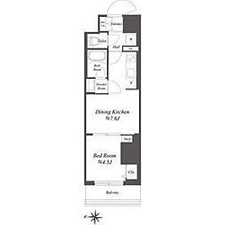 ドゥーエ亀戸II 6階1DKの間取り