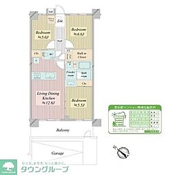 都営新宿線 船堀駅 徒歩12分の賃貸マンション 1階3LDKの間取り