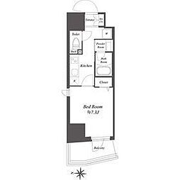 ドゥーエ亀戸II 8階1Kの間取り