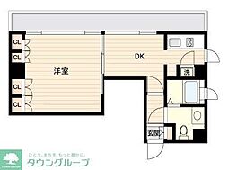 プラティーク清澄白河 8階1DKの間取り