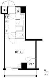 ケーディーエックスレジデンス豊洲 5階1Kの間取り