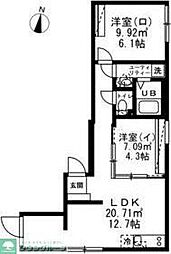 SOLASIAresidence西日暮里 5階2LDKの間取り